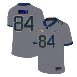 Men's West Virginia Mountaineers NCAA #84 Freddie Brown Gray Authentic Nike Stitched College Football Jersey EP15J05LY